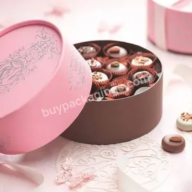 Custom Logo Small Cylindrical Gift Cardboard Paper Box For Chocolate Packaging