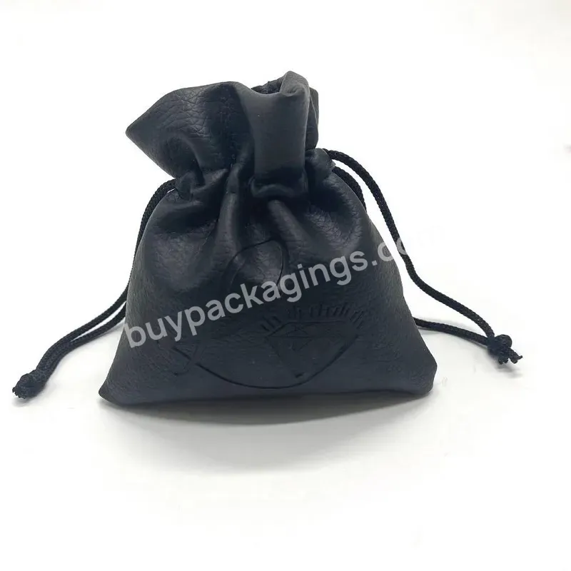 Custom Logo Small Faux Pu Leather Jewelry Pouch Rings Earrings Packaging Bag