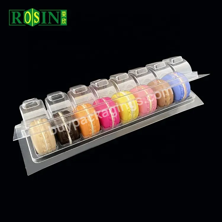 Custom Logo Small French Disposable Clear Macaron Plastic Blister Clamshell Food Packaging Tray