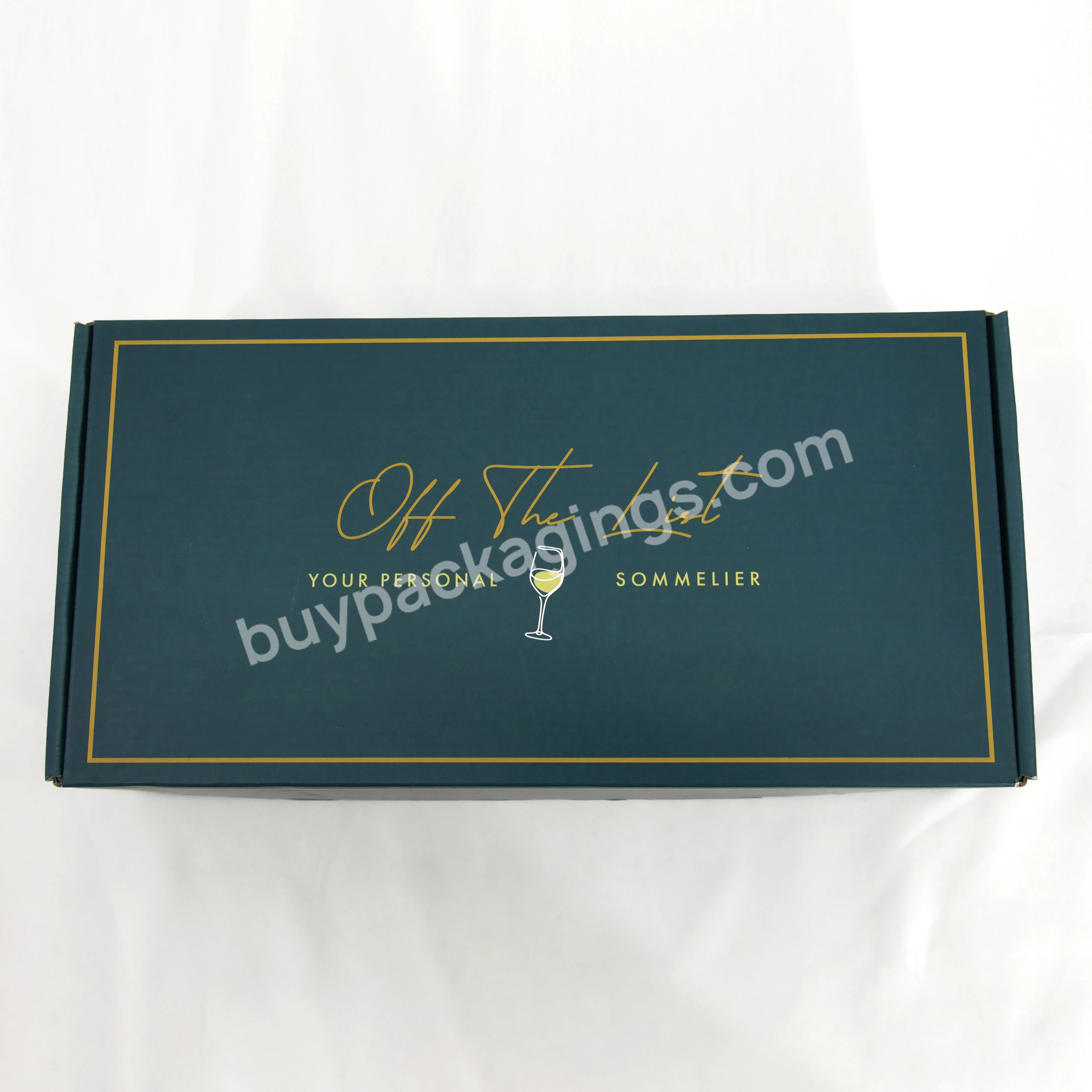 Custom Logo Small Green Kraft Corrugated Wine Cardboard Gift Package