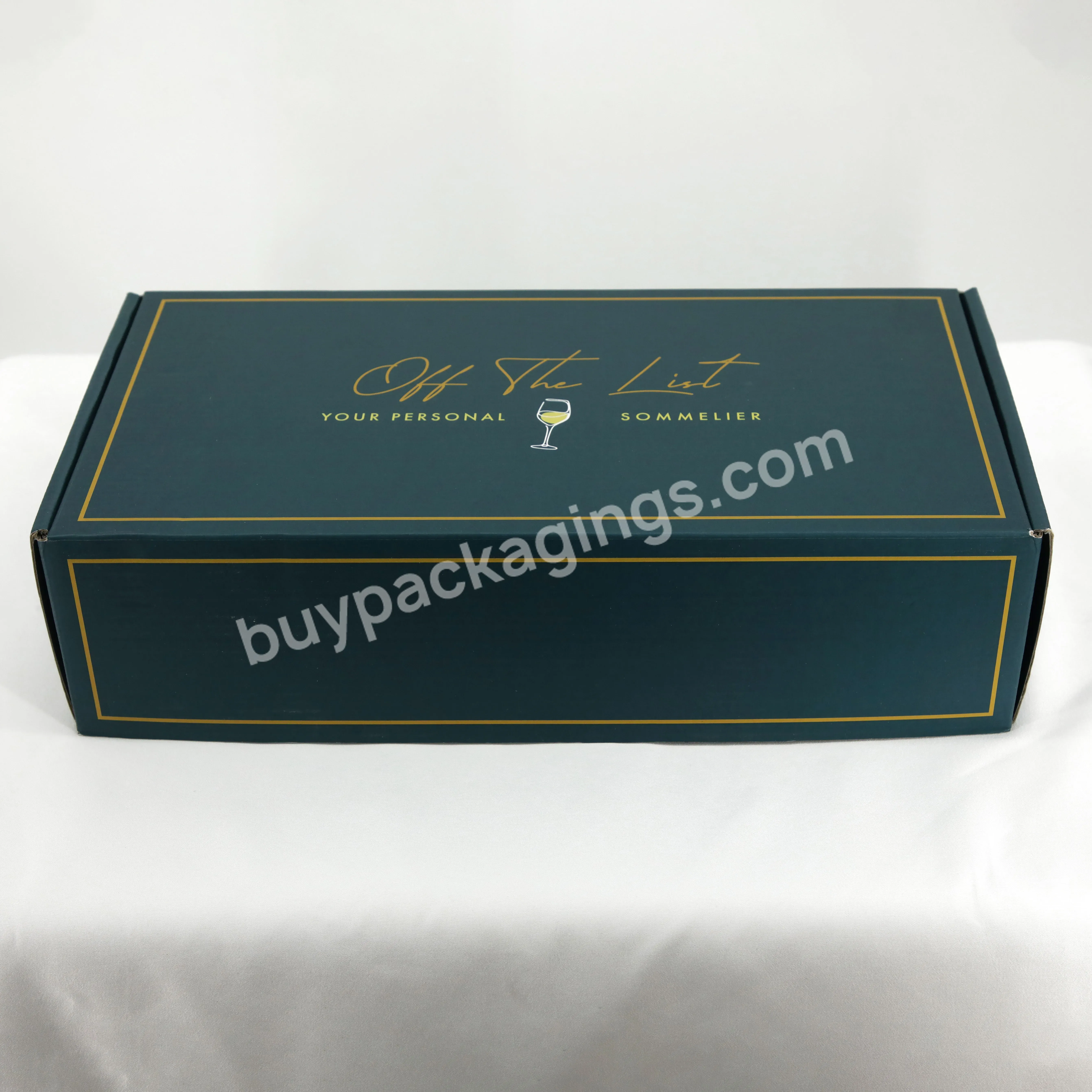 Custom Logo Small Green Kraft Corrugated Wine Cardboard Gift Package