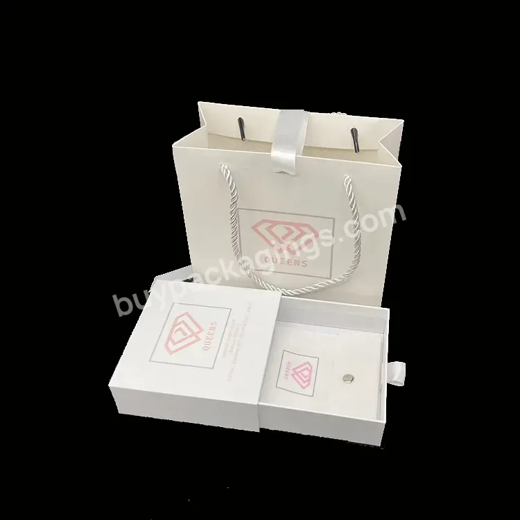 Custom Logo Small Printed Luxury Cardboard White Drawer Gift Sliding Shallow Card Jewelry Packaging Box Recycled