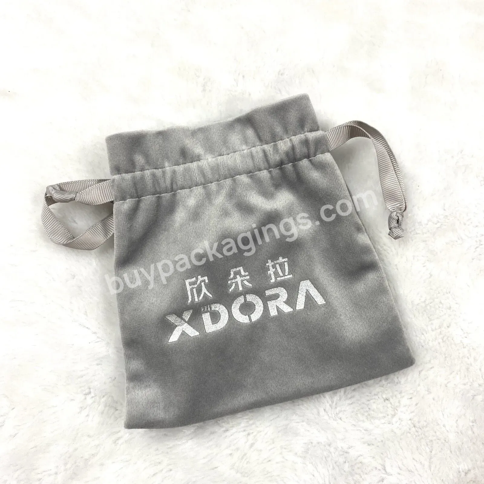 Custom Logo Small Size Luxury Microfiber Cotton Velvet Drawstring Jewelry Pouch Necklace Packaging