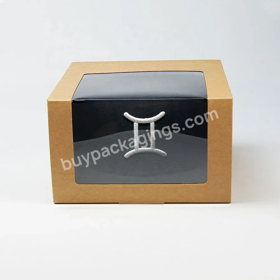 Custom Logo Snapcap Box Wholesale,Baseball Hat Paper Mailer Box Design Printed,Headgear Gift Box Packaging With Clear Window