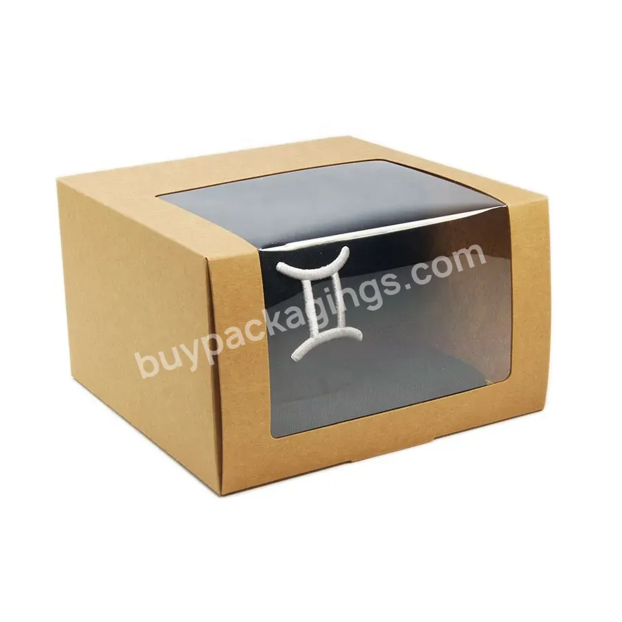 Custom Logo Snapcap Box Wholesale,Baseball Hat Paper Mailer Box Design Printed,Headgear Gift Box Packaging With Clear Window