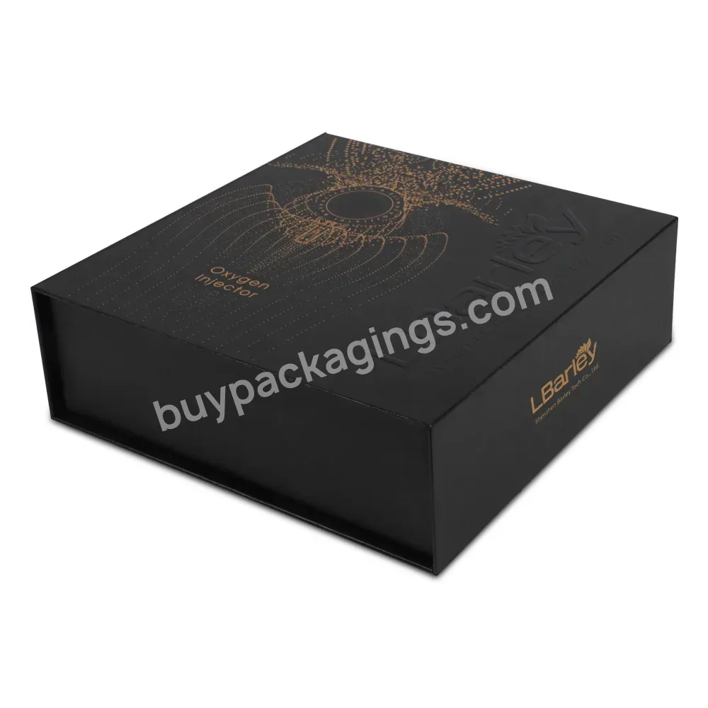 Custom Logo Square Black Clothing Folding Magnetic Gift Box For Clothing