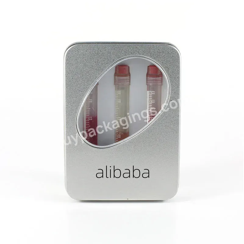 Custom Logo Square Metal Cookie Gift Case Packaging Tin Box With Window