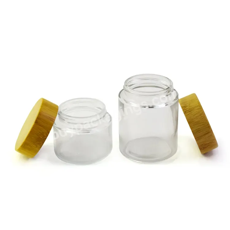 Custom Logo Stash Jar 60ml 120ml Clear Smell Proof Storage Container Child Resistant Cap Glass Jar With Bamboo Lid