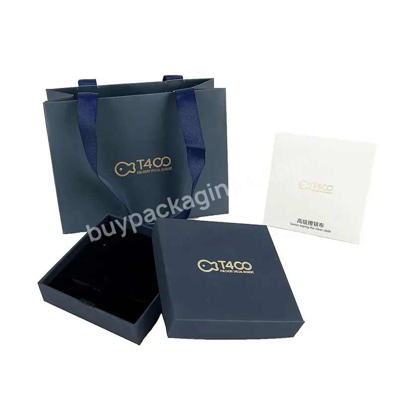 Custom Logo Storage Box 3-piece Set Paper Box Packaging Paper Jewellery Box For Necklace Gifts With Wiping Silver Cloth