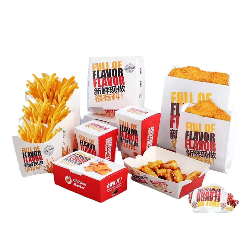 Custom Logo Take Away French Fry Fried Fries Kraft Disposable Chicken Fast Food Sandwich Bag Paper For