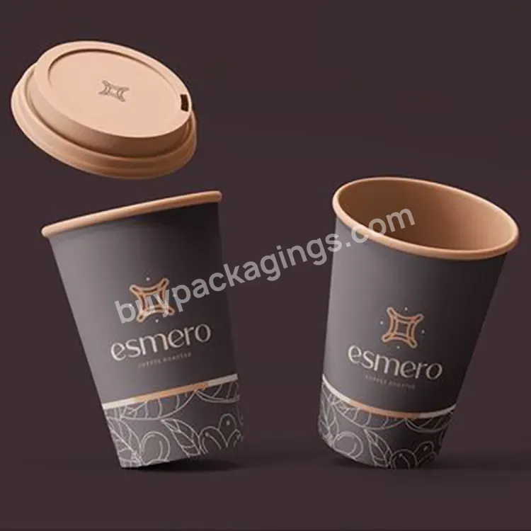 Custom Logo Takeaway 7oz 8oz 16oz 22oz Warm Coffee Packaging Disposable Kraft Paper Holder Paper Cup With Drinking Lid Cover - Buy Paper Cup 16oz,7oz Paper Cup,Paper Cup With Cover.