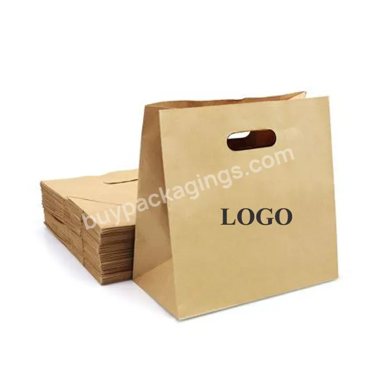 Custom Logo Takeout Food Takeaway Treat Roast Chicken Kebab Kraft Paper Bag Fired Chips Packaging Bags