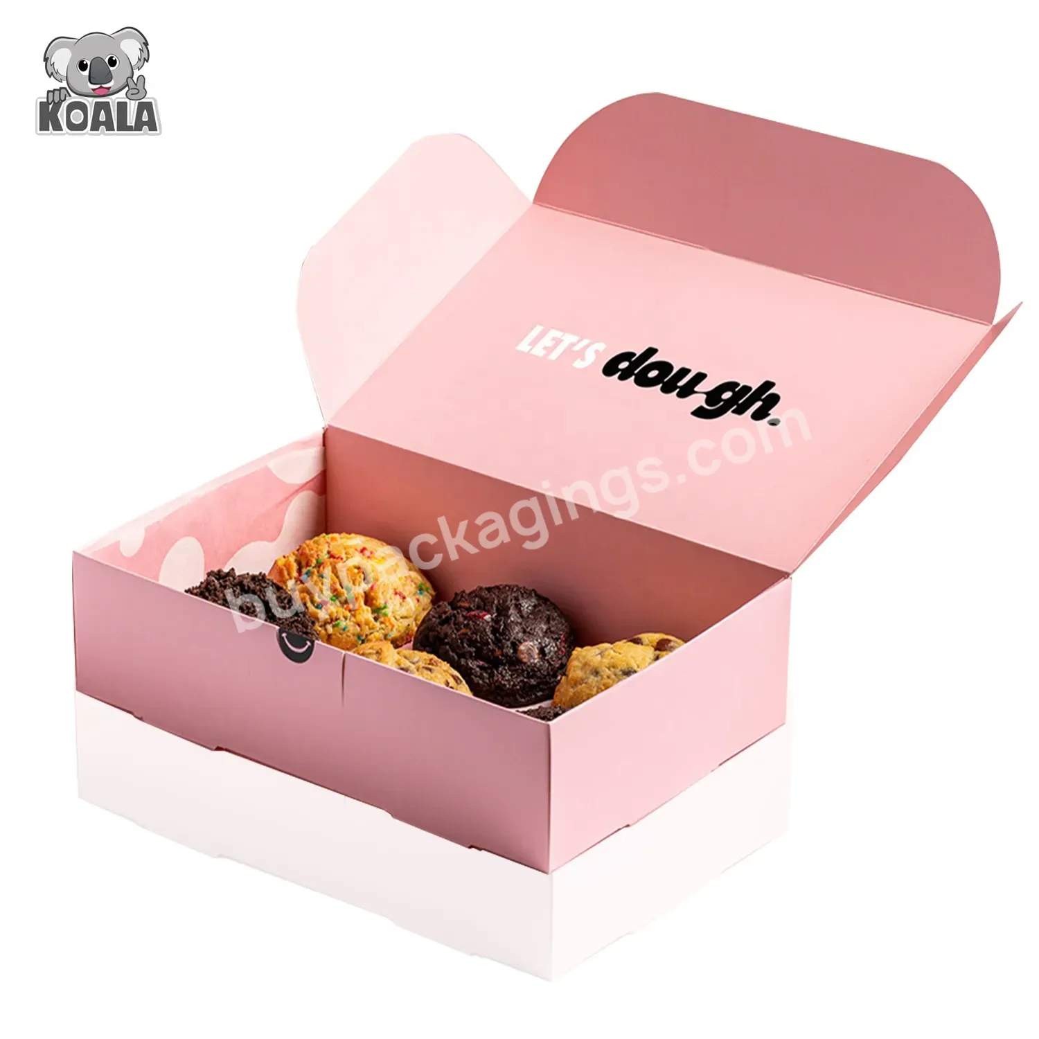 Custom Logo Takeway Food Folded Recycled Celebration Party Birthday Pink Pastries Small Cakes Cookie Box