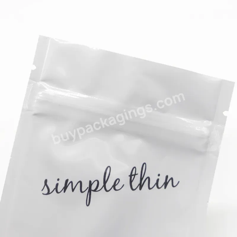 Custom Logo Three Sides Sealed Ziplock Food White Plastic Standing Pouch Packaging Bag