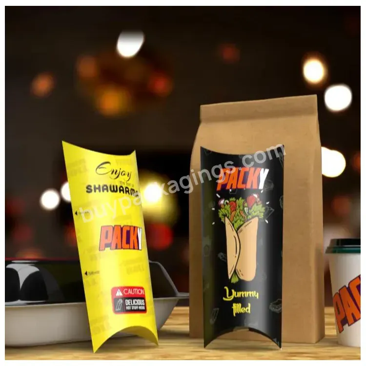 Custom Logo To Go Disposable Biodegradable Food Grill Pie Kraft Packaging Clamshell Takeaway Paper Shawarma Box