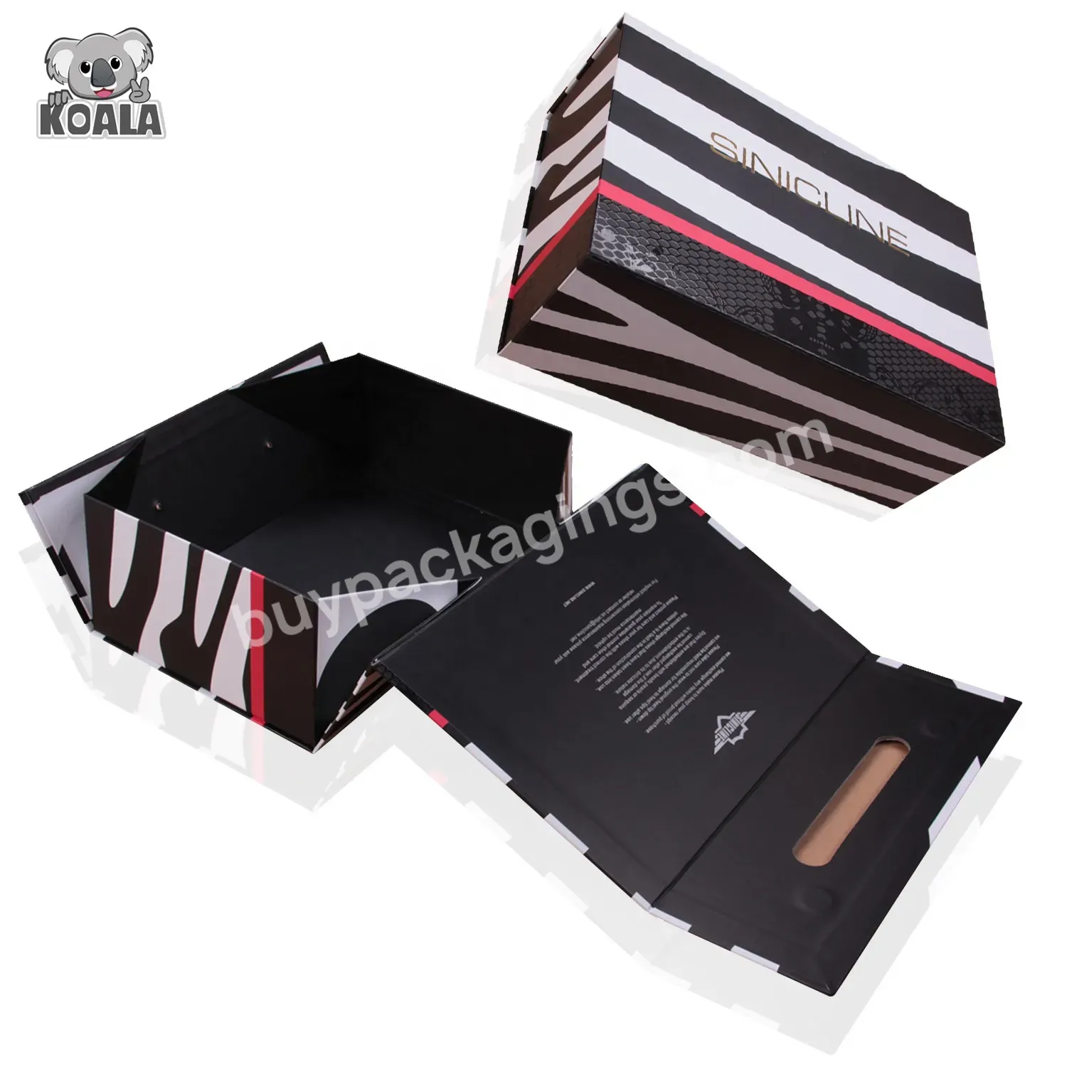 Custom Logo Top Grade Paper Cardboard Reliable Quality Popular Portable Luxury Black Foldable Shoe Box