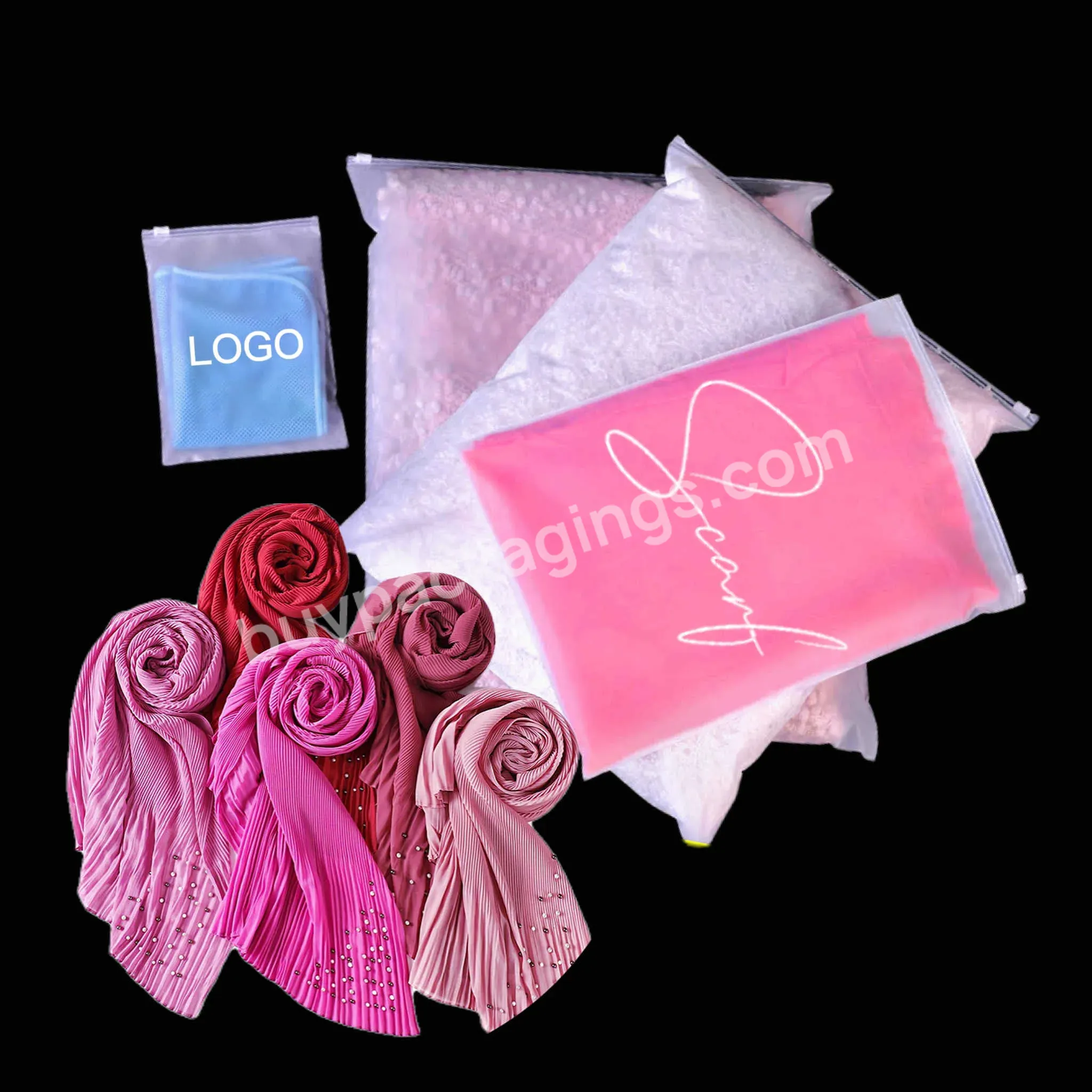 Custom Logo Translucent Pvc Clear Plastic Bags Scarf Packing Frosted Poly Zipper Bags