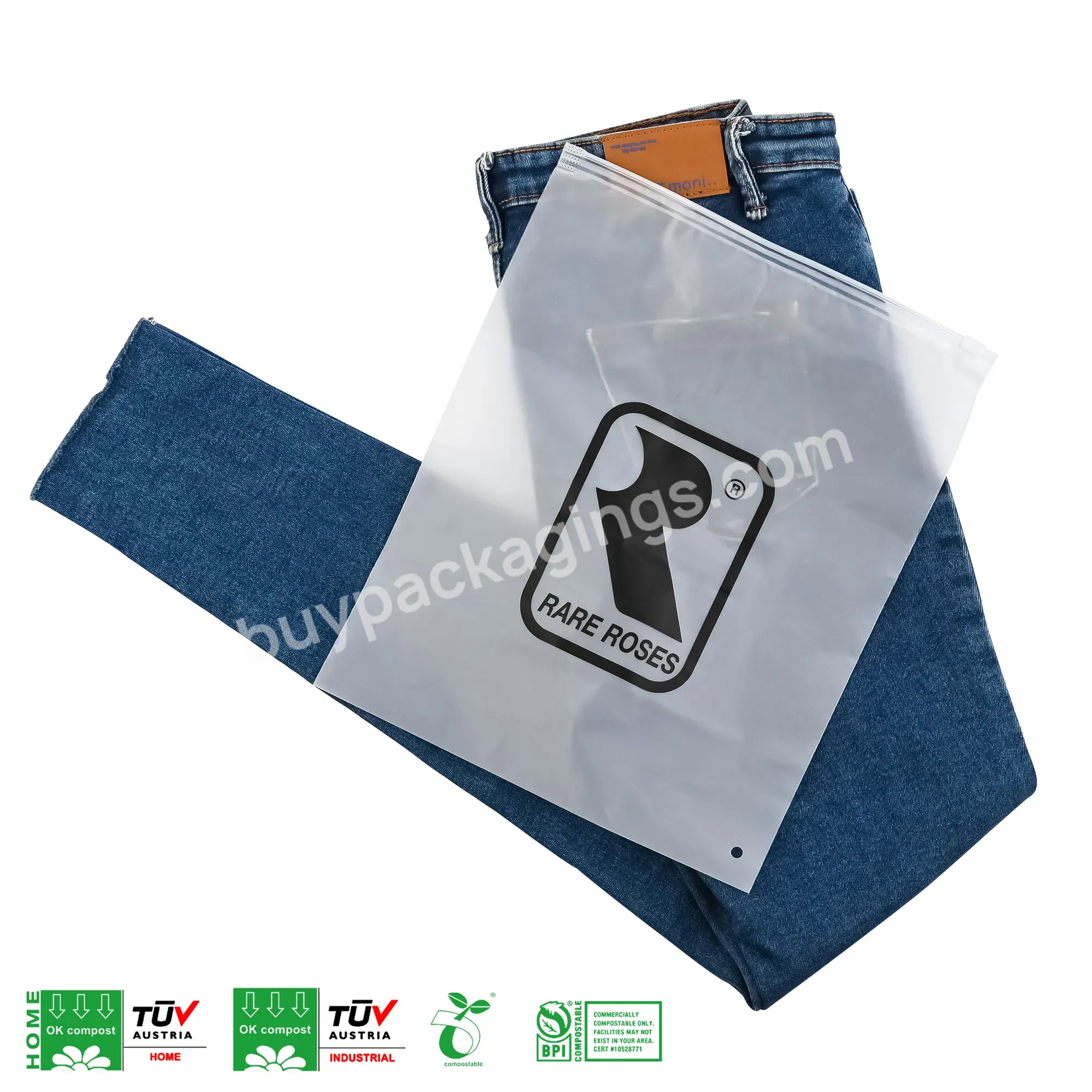 Custom Logo Transparent Apparel Packaging Plastic Zipper Bag Biodegradable Ziplock Clothing Zip Lock Eva Frosted Zipper Bag