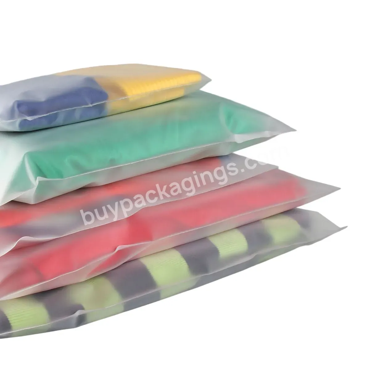 Custom Logo Transparent Matte Plastic Zipper Lock Bag For Clothing Packaging