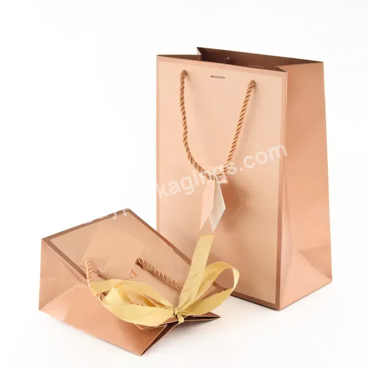 Custom Logo Valentine Day Paperboard Gift Bags Pink Colorful Shopping Paper Bags With Ribbon Handles Bags