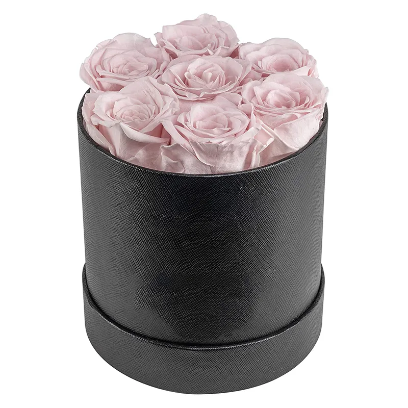 Custom logo valentines rose flower round circle gift paper packaging boxes for bouquets