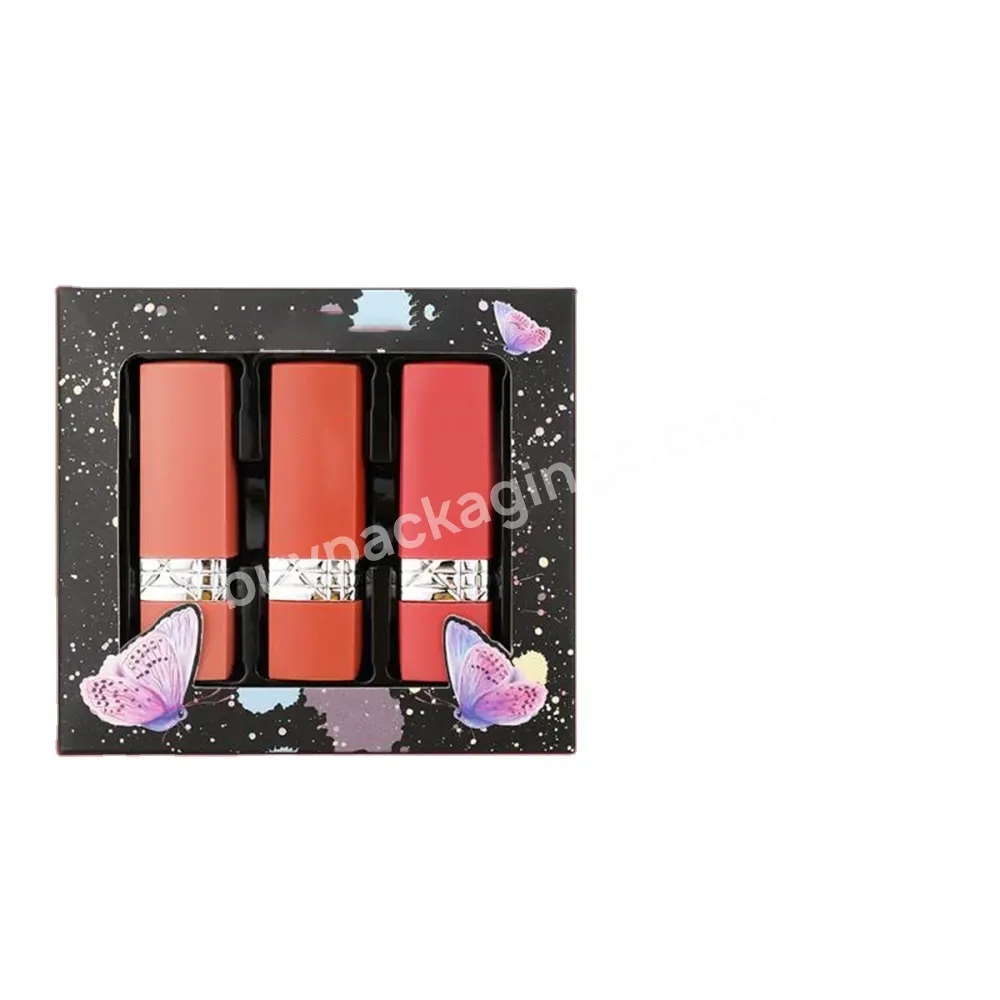 Custom Logo Velvet Lipsticks Gift Box Lipstick Paper Box Lip Set Makeup Cosmetics Packaging Boxes For Lipsticks Cosmetics
