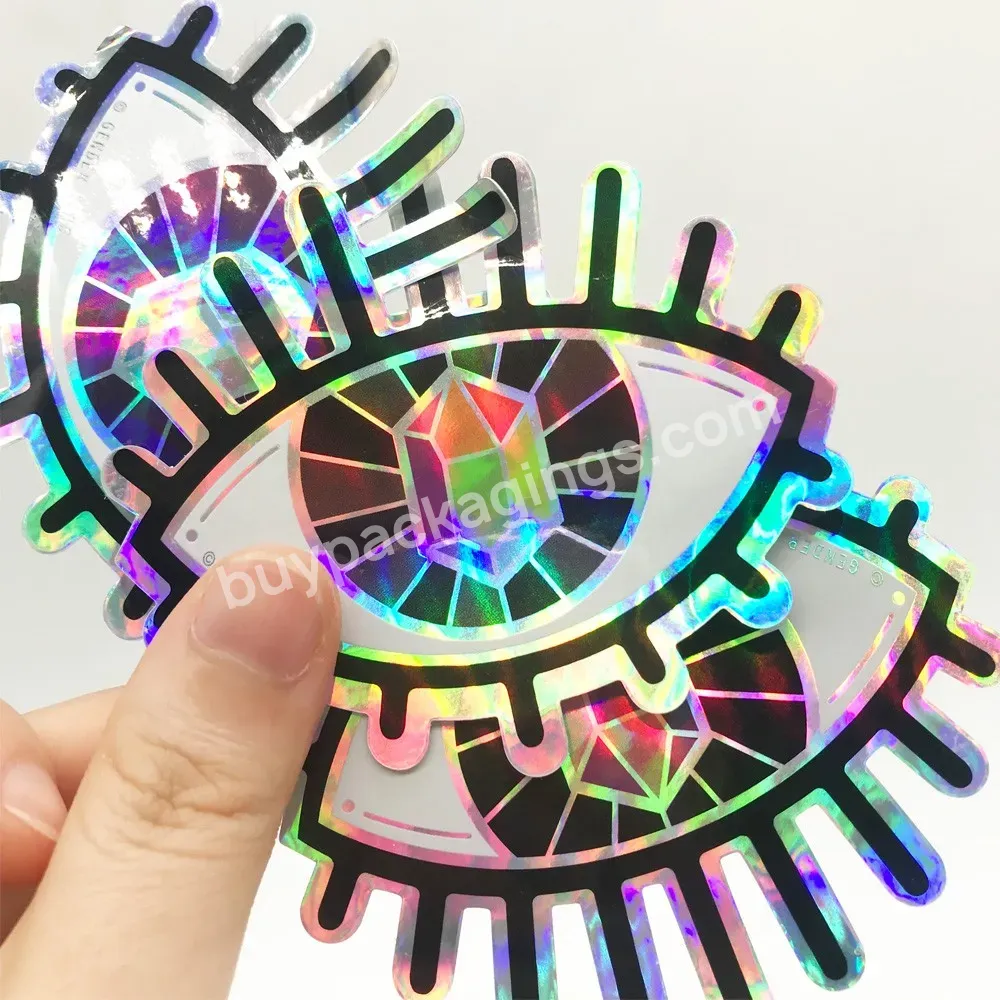 Custom Logo Vinyl Self Adhesive Sticker Low Moq Reflective Holographic Die Cut Stickers