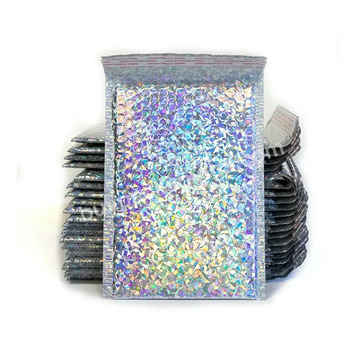 Custom Logo Waterproof Courier Shipping Mail Package Glitter Metallic Aluminum Foil Bubble Envelope Padded Mailer Bags