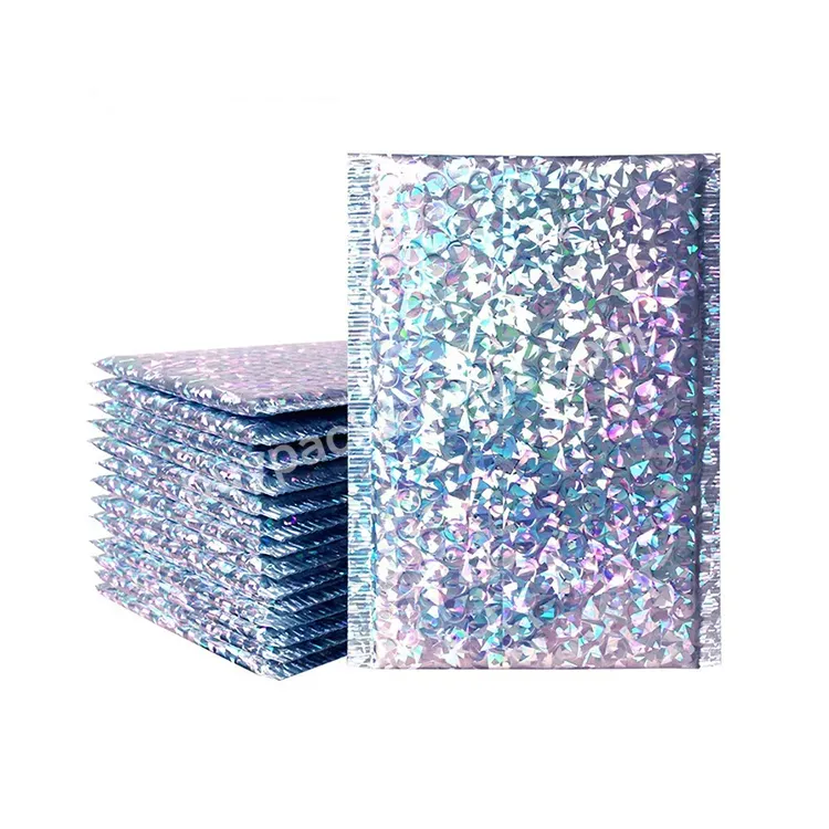 Custom Logo Waterproof Courier Shipping Mail Package Glitter Metallic Aluminum Foil Bubble Envelope Padded Mailer Bags