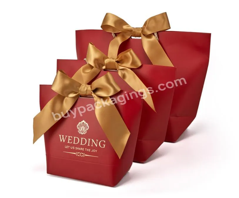 Custom Logo Wedding Favor Coated Paper Gold Silver Foil Hot Stamping Single Wine Packaging Ladies Hand Bags Garment Laundry Bag