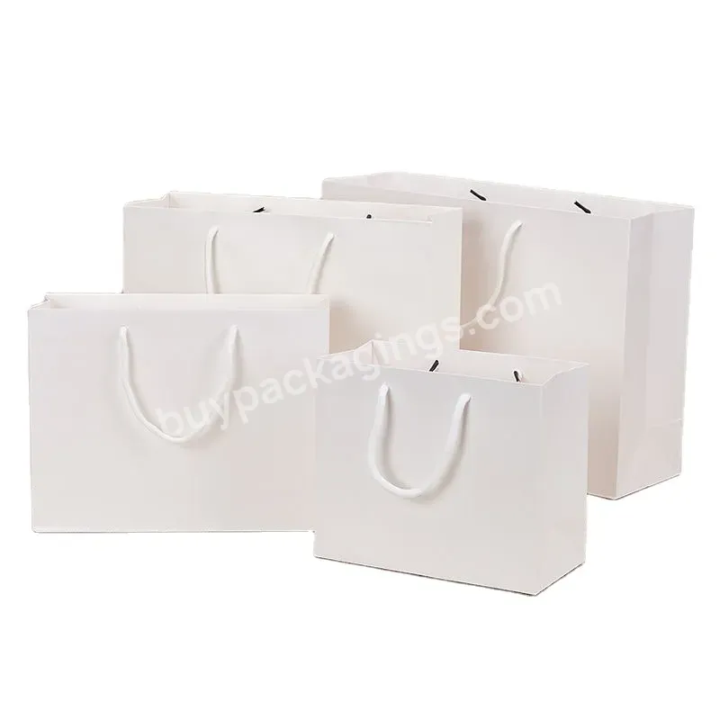Custom Logo White Cardboard Paper Bag For Packaging Shoes&clothing Shopping With Handle Shopping Paper Bag