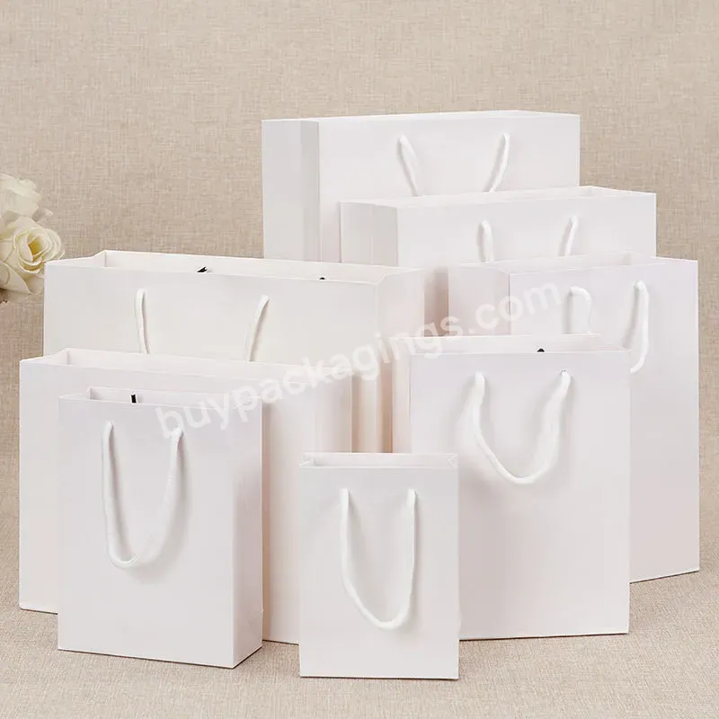 Custom Logo White Cardboard Paper Bag For Packaging Shoes&clothing Shopping With Handle Shopping Paper Bag