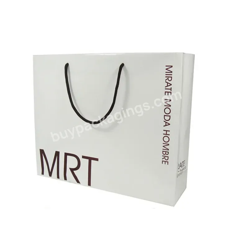 Custom Logo White Ecofriendly Retail Shopper Paper Gift Bags A4 A5 200gsm Laminated Shopping Paper Bag With Rope