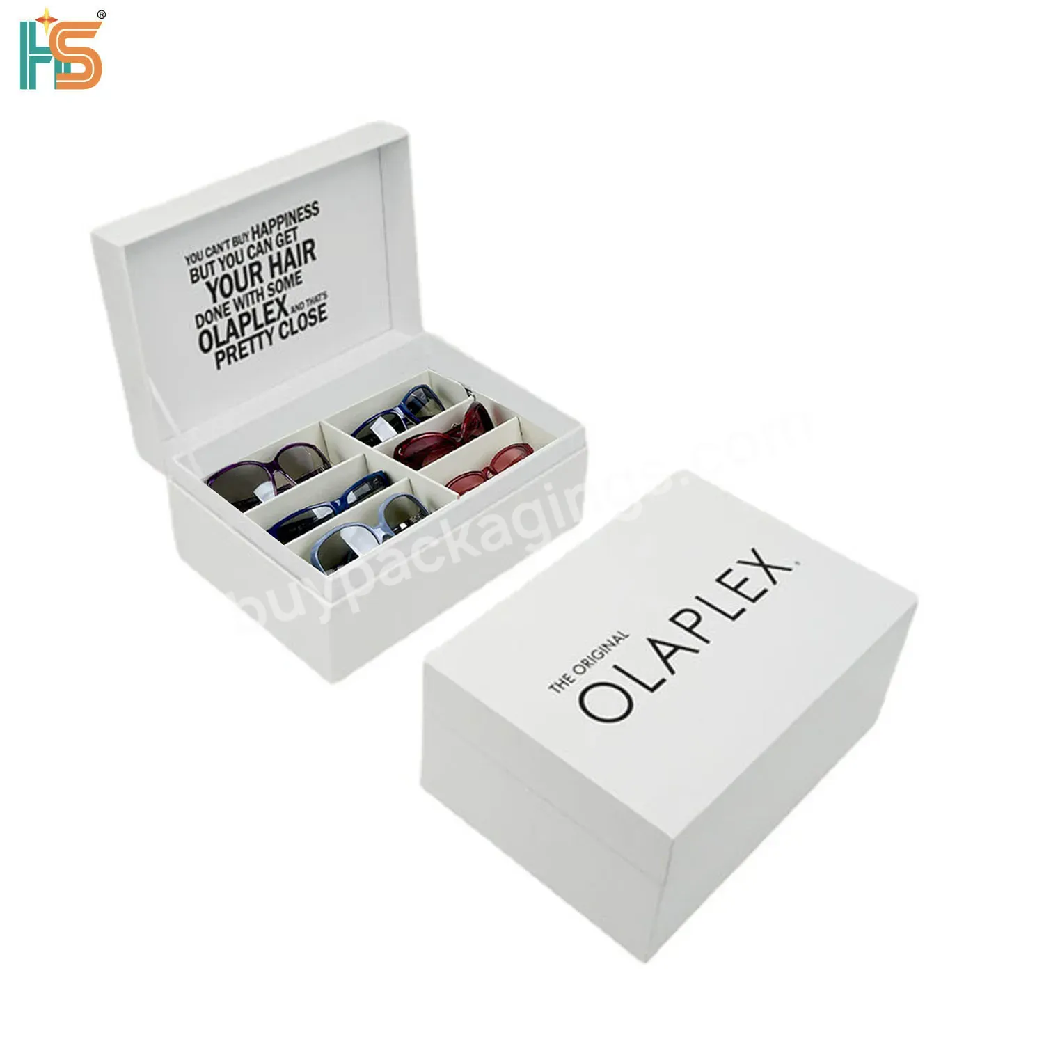 Custom Logo White Storage Paper Flip Open Box Luxury Sunglasses Set Packaging Boxes