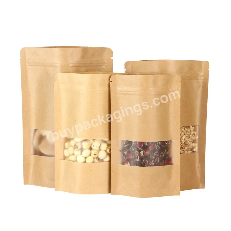 Custom Logo Wholesale 100% Biodegradable Kraft Stand Up Paper Food Pouch