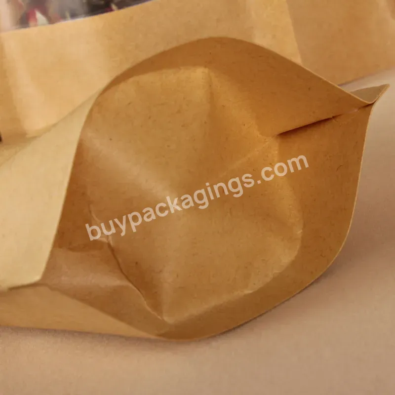 Custom Logo Wholesale 100% Biodegradable Kraft Stand Up Paper Food Pouch