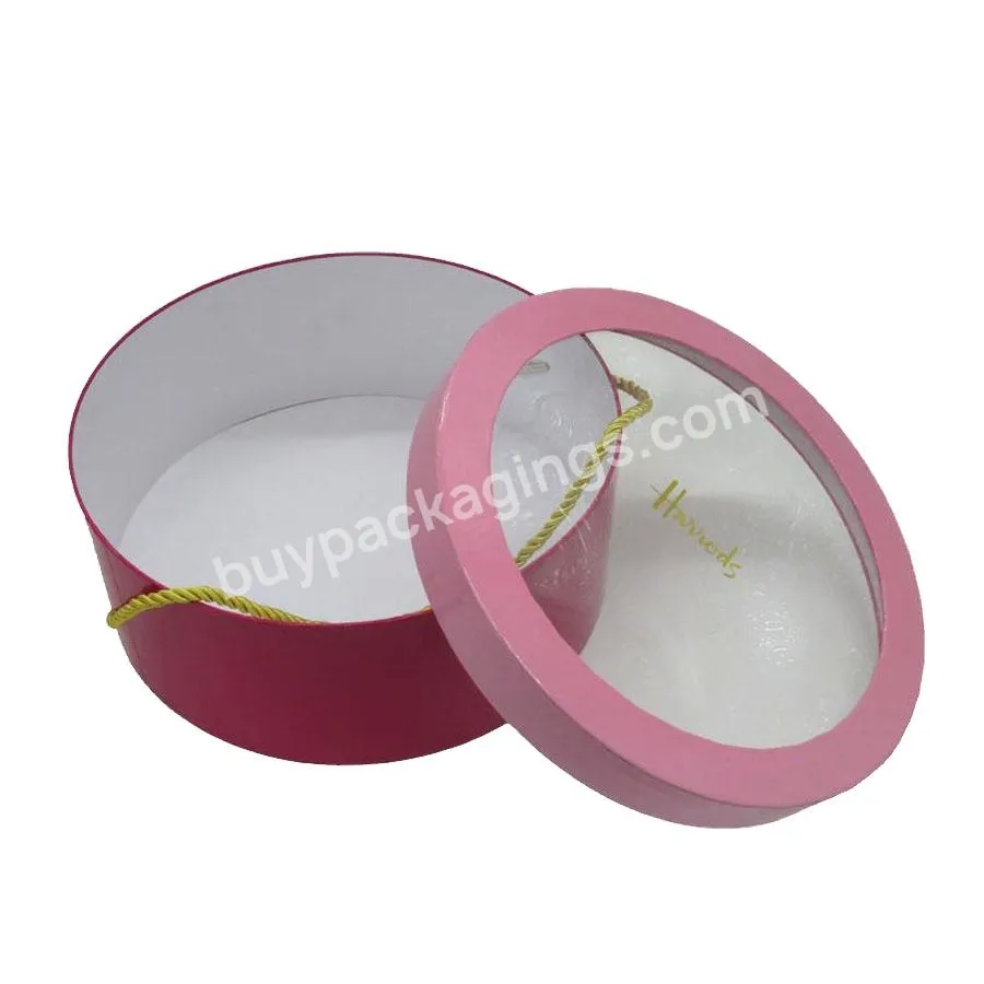 Custom Logo Wholesale Circular Clear Plastic Hat Boxes With Clear Lid