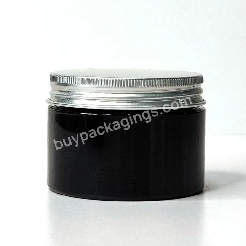 Custom Logo Wide Mouth Cosmetic Packaging Food Storage Container 120g Black Pet Plastic Jar With Sliver Cap