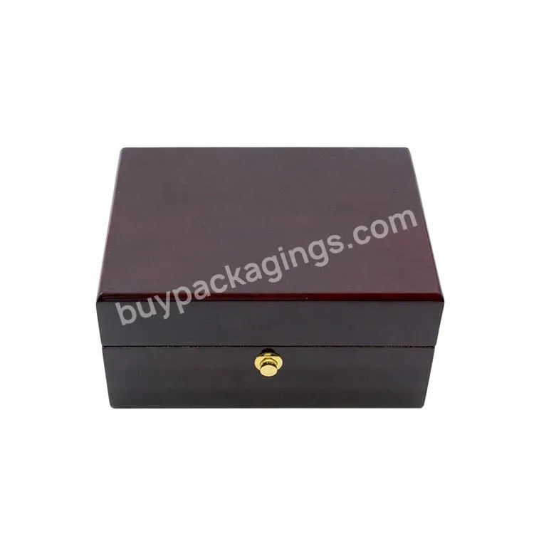 Custom Logo Wooden Watch Box Leather Watch Case with Gift Box Packaging Luxury Gift Classic Wine Red Wood Watch Box