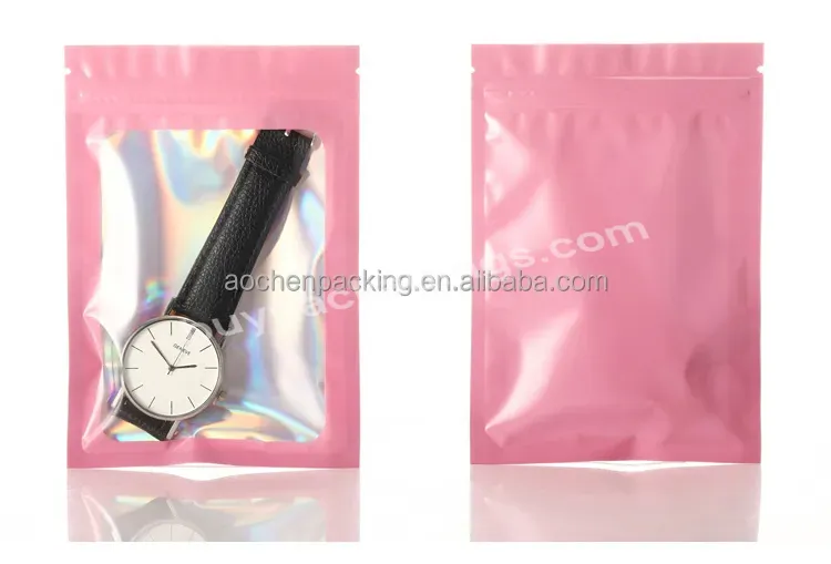 Custom Logo Ziplock Matte Stand Up Pouch Aluminum Foil Pouch Holographic Laser Food Packaging Bags