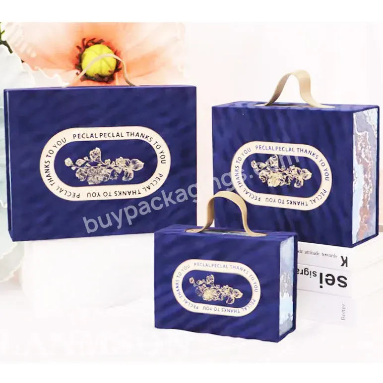 Custom Lovely Wedding Gift Box Magnetic Cardboard Box With Pu Leather Handle Clothing /shoes/candy Packaging Box