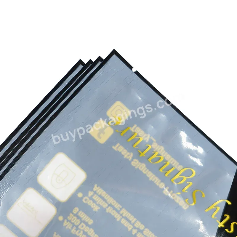 Custom Low Moq High Quality Plastic Food-grade Glossy Transparent Packaging 3 Side Sealing Pouch Bag With Tear Notch
