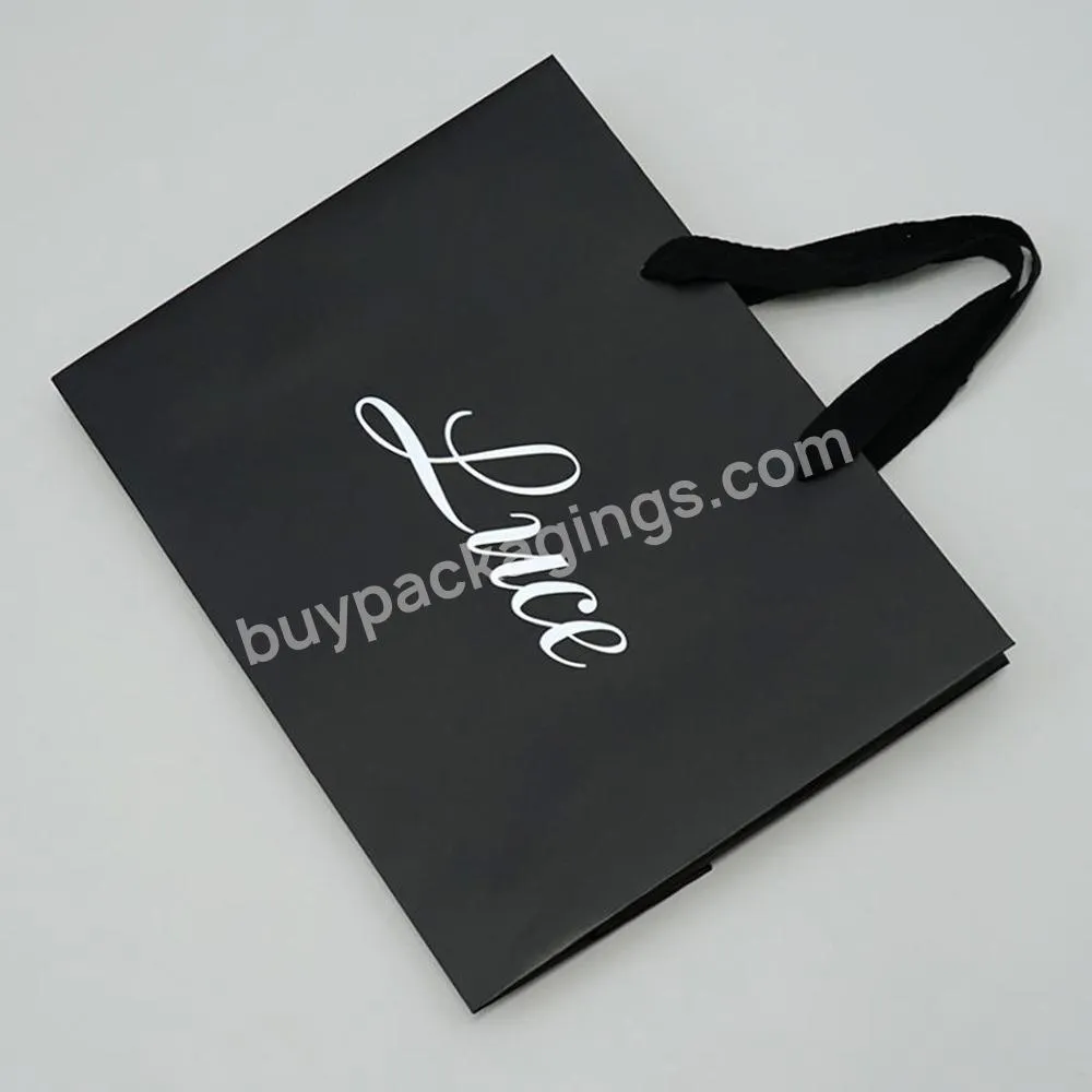 Custom LOW MOQ Luxury Black Kraft Clothing Packaging Gift Shopping Paper Bag Paperbag With Branded Logo