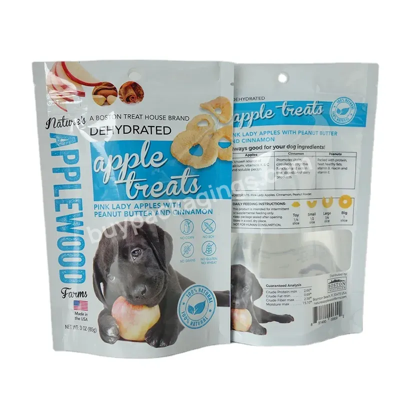 Custom Low Moq Resealable Waterproof Foil Zip Lock Stand Up Dog Treats Pet Food Smell Proof Pouches Plastic Packaging Bag