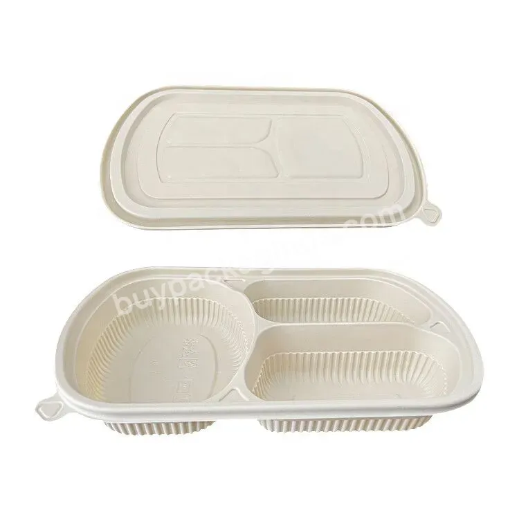 Custom Lunch Box Fast Food 100% Biodegradable Corn Starch 3 Compartment To Go Takeaway Food Container With Lid