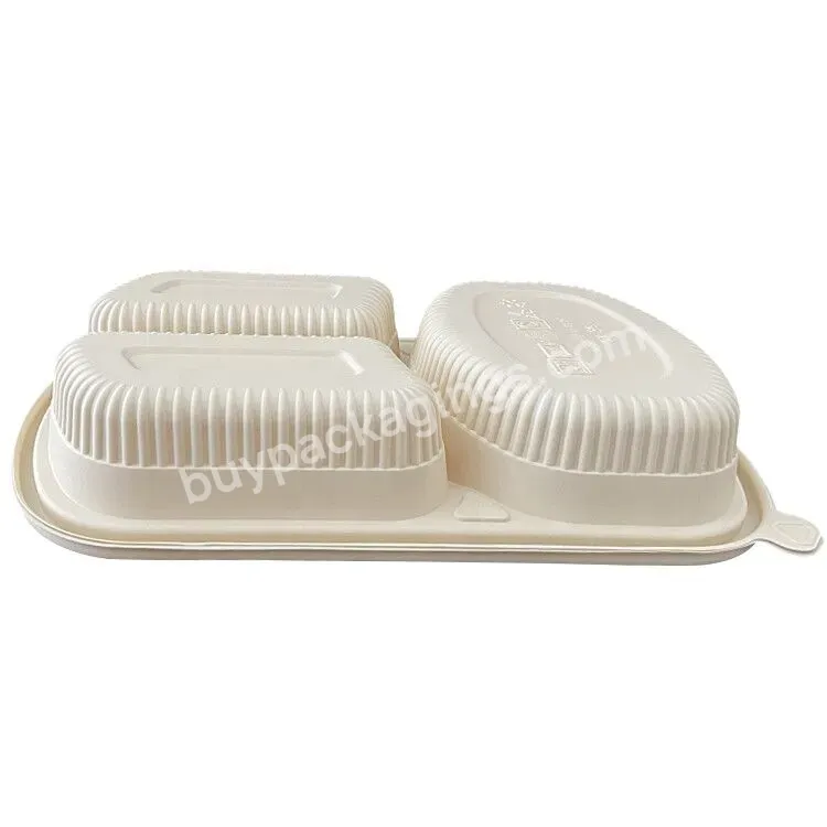 Custom Lunch Box Fast Food 100% Biodegradable Corn Starch 3 Compartment To Go Takeaway Food Container With Lid