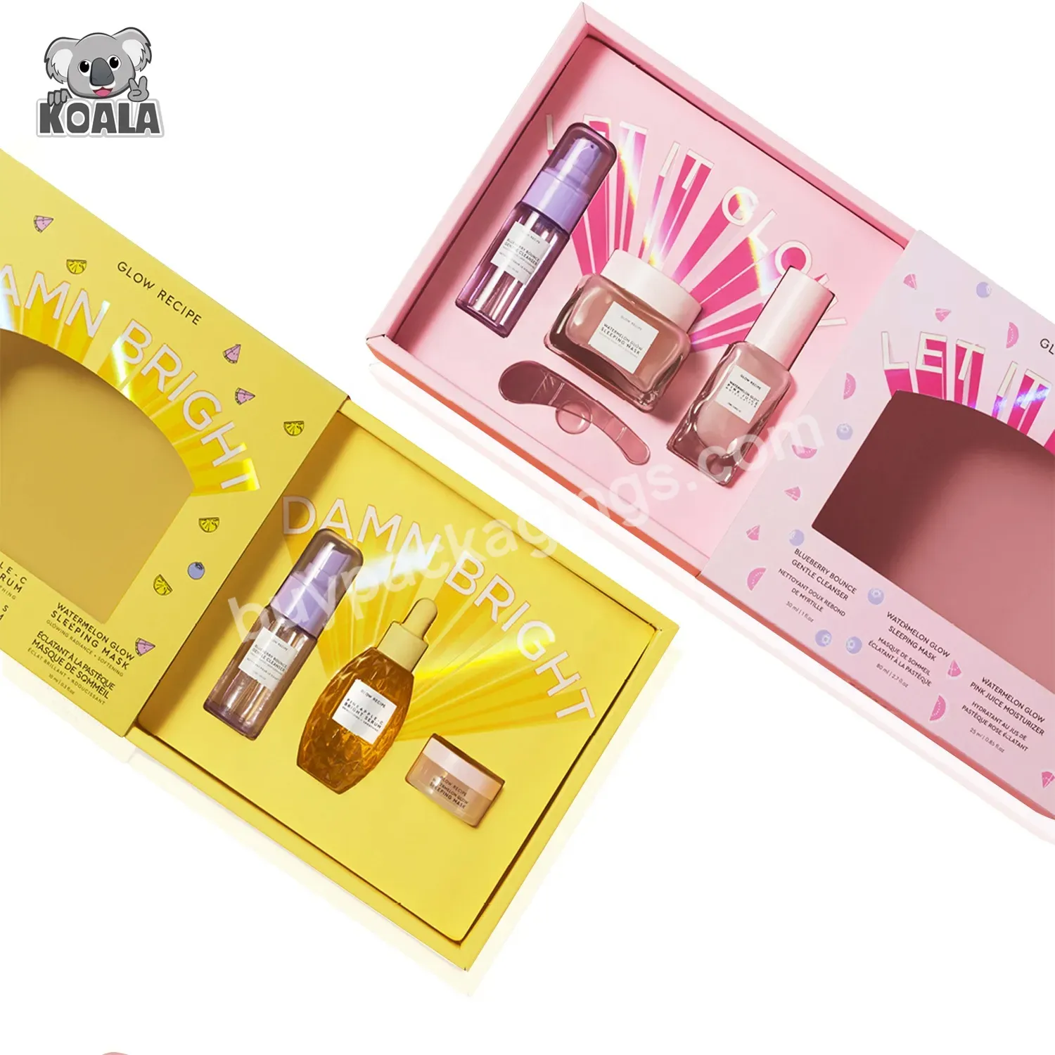 Custom Luxurious Print Drawer Sliding Window Perfume Beauty Skin Care Makeup Set Full Cosmetic Gift Packaging Box