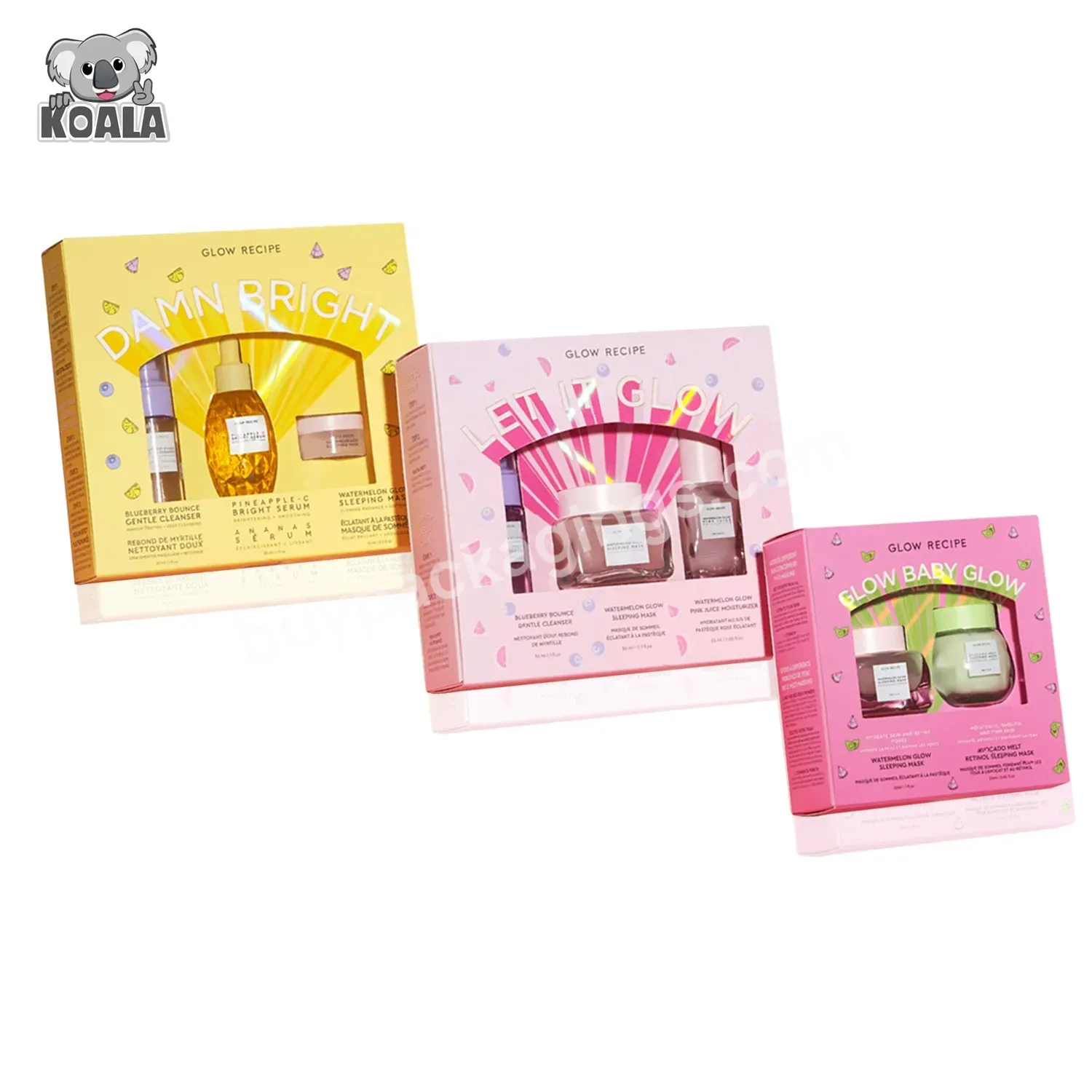 Custom Luxurious Print Drawer Sliding Window Perfume Beauty Skin Care Makeup Set Full Cosmetic Gift Packaging Box