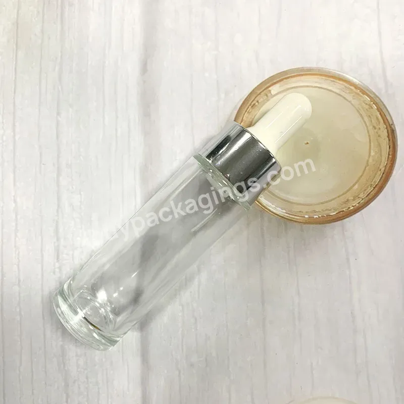 Custom Luxury 15ml 20ml 30ml Serum Bottle Flat Shoulder Thick Bottom Hair Oil Serum Glass Dropper Bottle For Essential Oil