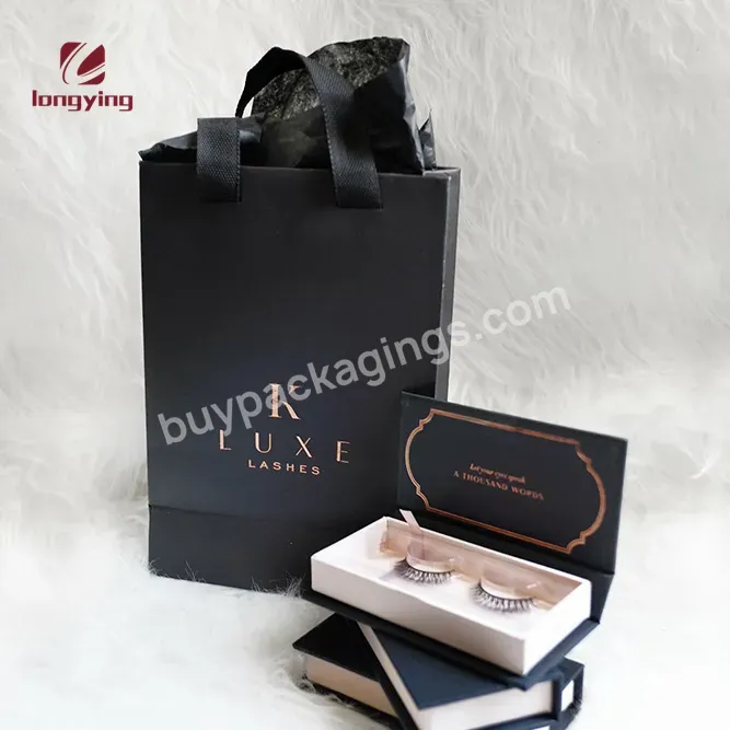 Custom Luxury Black Cardboard Boxes With Full Strip Lashes Mink Lash Extension For Beauty Make Up Paper Box Packaging Boxes